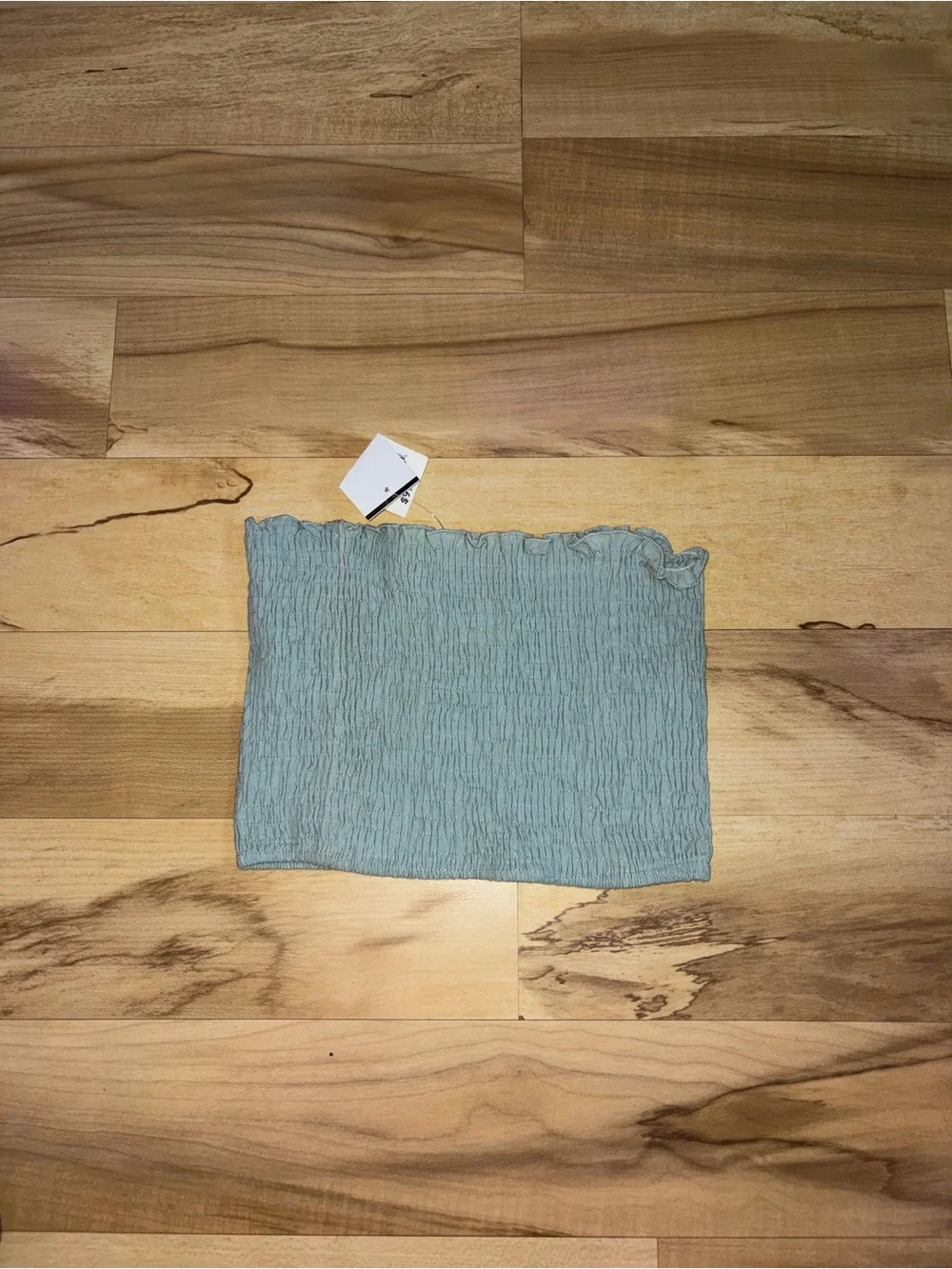 Smocked Tube Top in Light Blue - Women's Strapless Crop